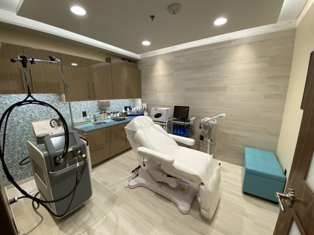 Laser treatment room at The Naderi Center in Reston, Virginia
