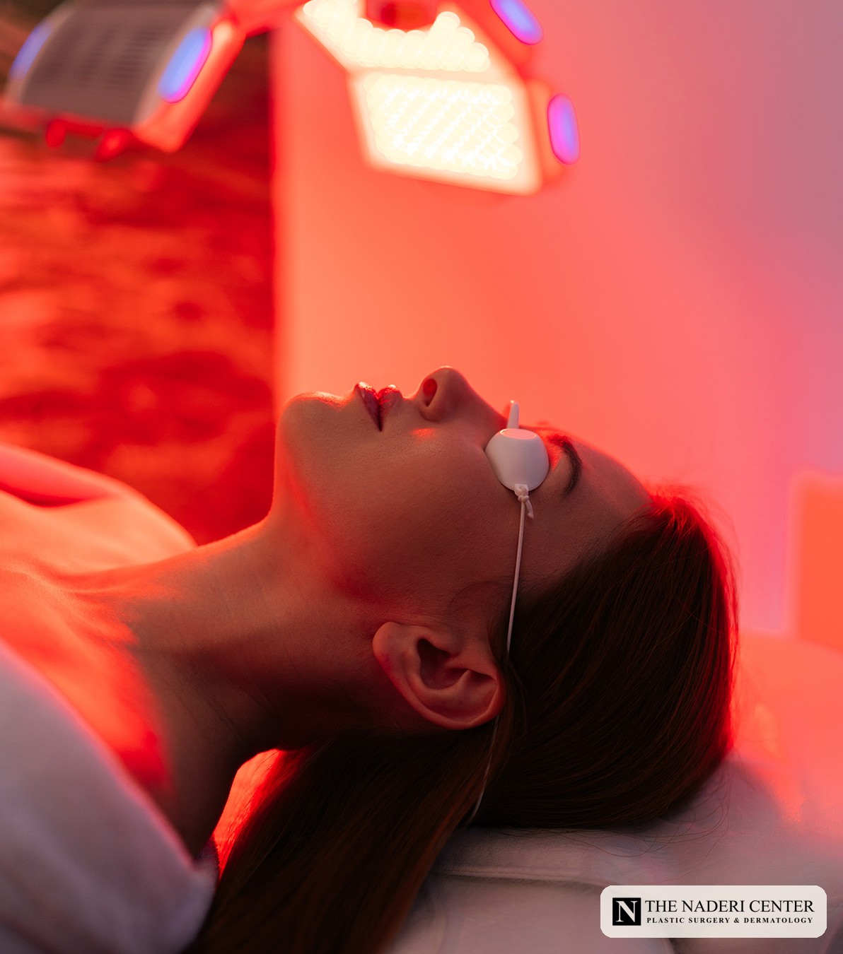 Red light therapy facial treatment at The Naderi Center in Reston, Virginia